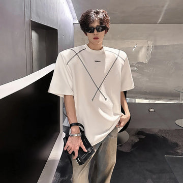 Riolio Men Cotton Tshirt Crew Neck Line Design Soft Comfortable Casual Streetwear Slim Fit Breathable Top Tee Shirt Fashion Trendy